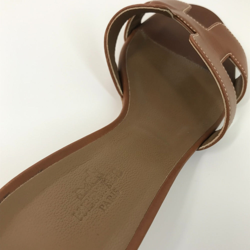 HERMES Sandals leather Brown H logo Oasis Oasis Women 35.5 Used