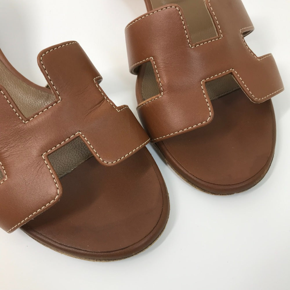 HERMES Sandals leather Brown H logo Oasis Oasis Women 35.5 Used