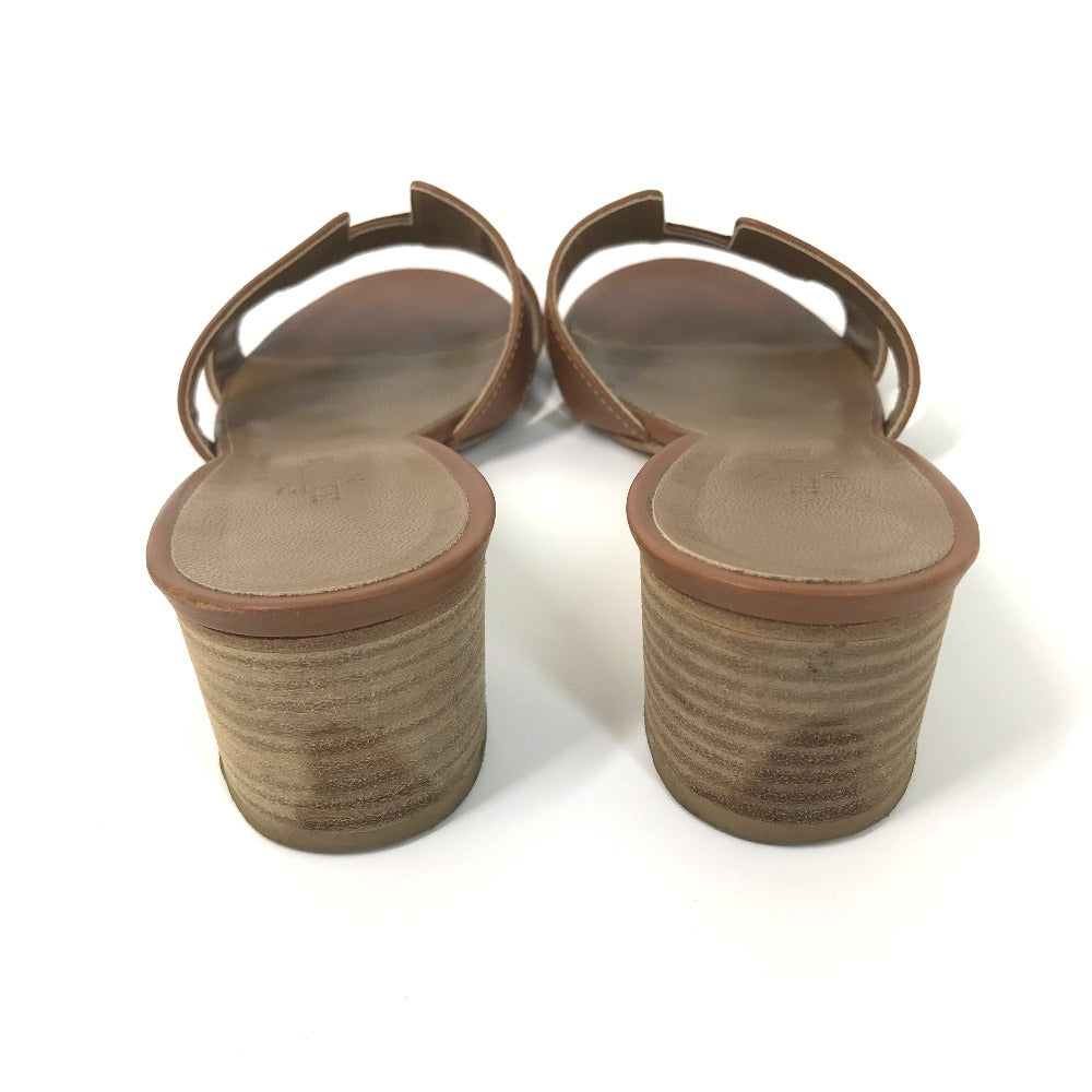 HERMES Sandals leather Brown H logo Oasis Oasis Women 35.5 Used