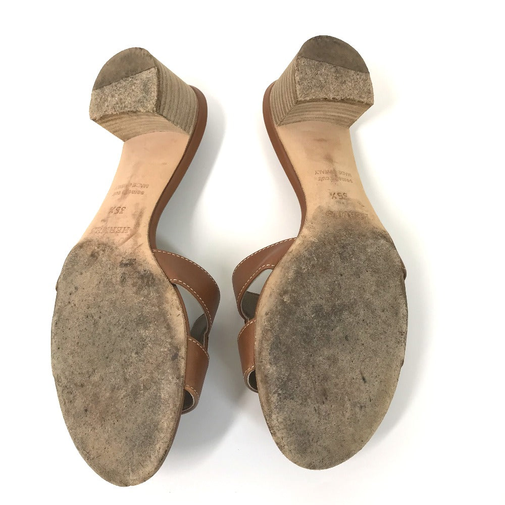 HERMES Sandals leather Brown H logo Oasis Oasis Women 35.5 Used
