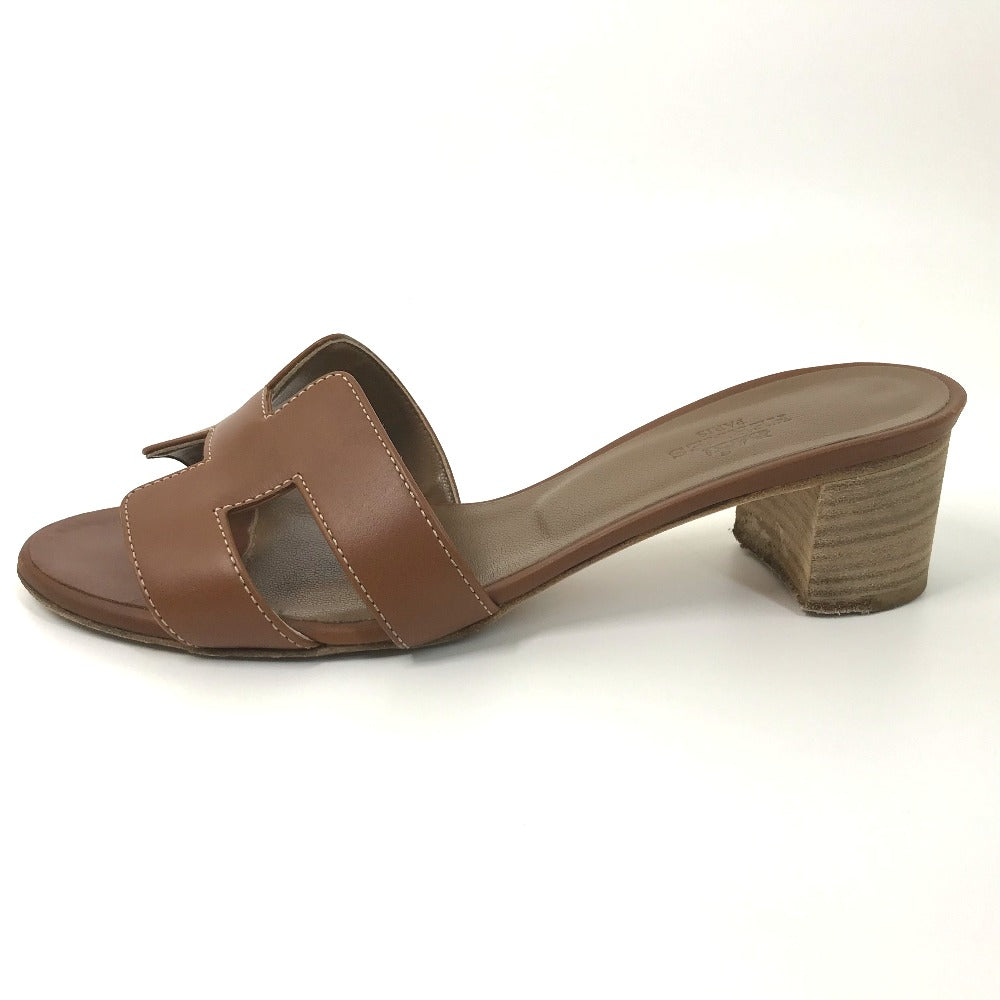 HERMES Sandals leather Brown H logo Oasis Oasis Women 35.5 Used