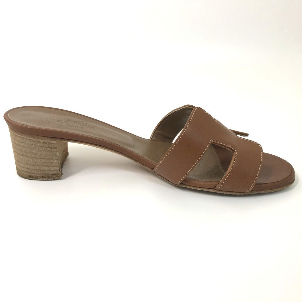 HERMES Sandals leather Brown H logo Oasis Oasis Women 35.5 Used