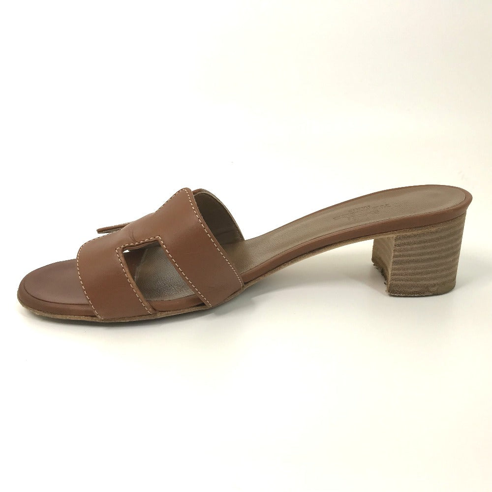 HERMES Sandals leather Brown H logo Oasis Oasis Women 35.5 Used