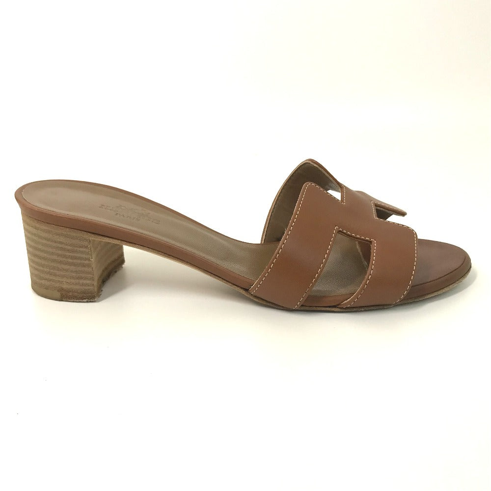 HERMES Sandals leather Brown H logo Oasis Oasis Women 35.5 Used
