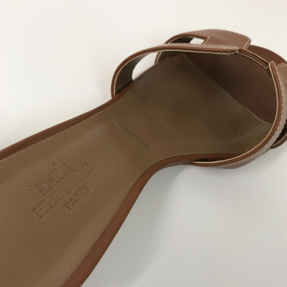 HERMES Sandals leather Brown H logo Oasis Oasis Women 35.5 Used