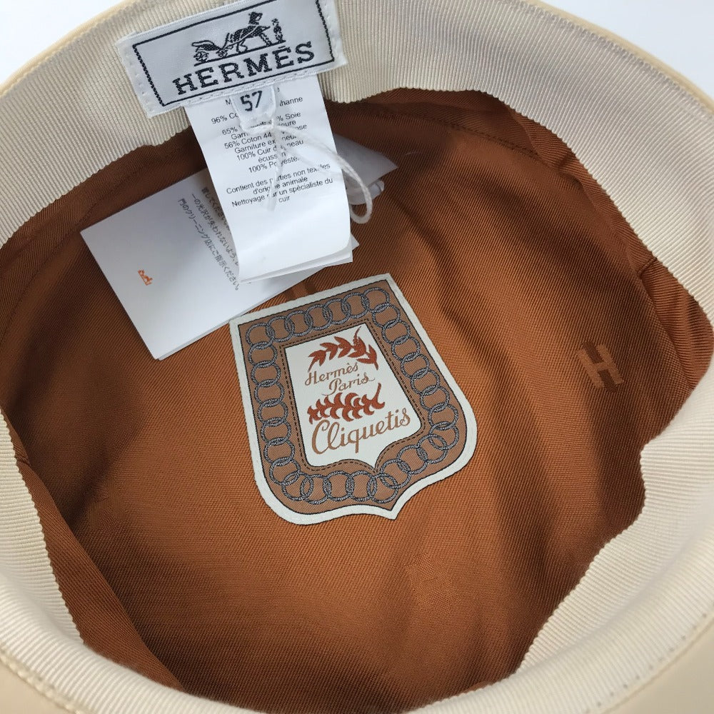 HERMES Casquette Cotton, Polyurethane Beige type Serie Kabul Crickets Women 57 Used