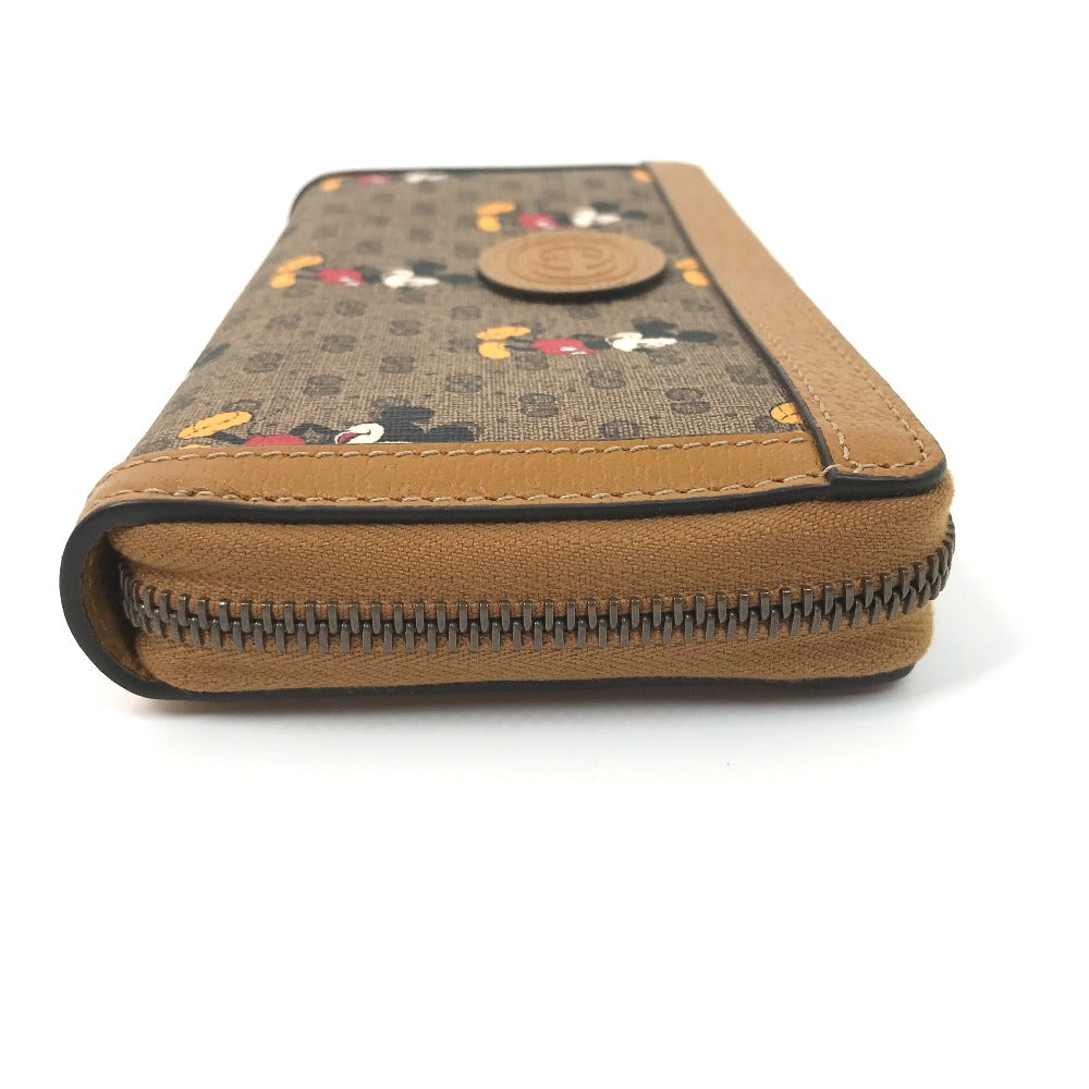GUCCI Long Wallet Purse 602532 GG Supreme Canvas Beige x brown Mini GG Supreme DISNEY Collaboration Mickey Mouse Women Used