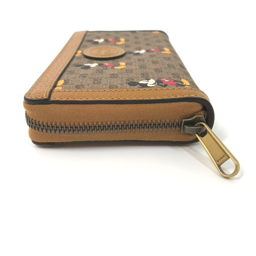 GUCCI Long Wallet Purse 602532 GG Supreme Canvas Beige x brown Mini GG Supreme DISNEY Collaboration Mickey Mouse Women Used