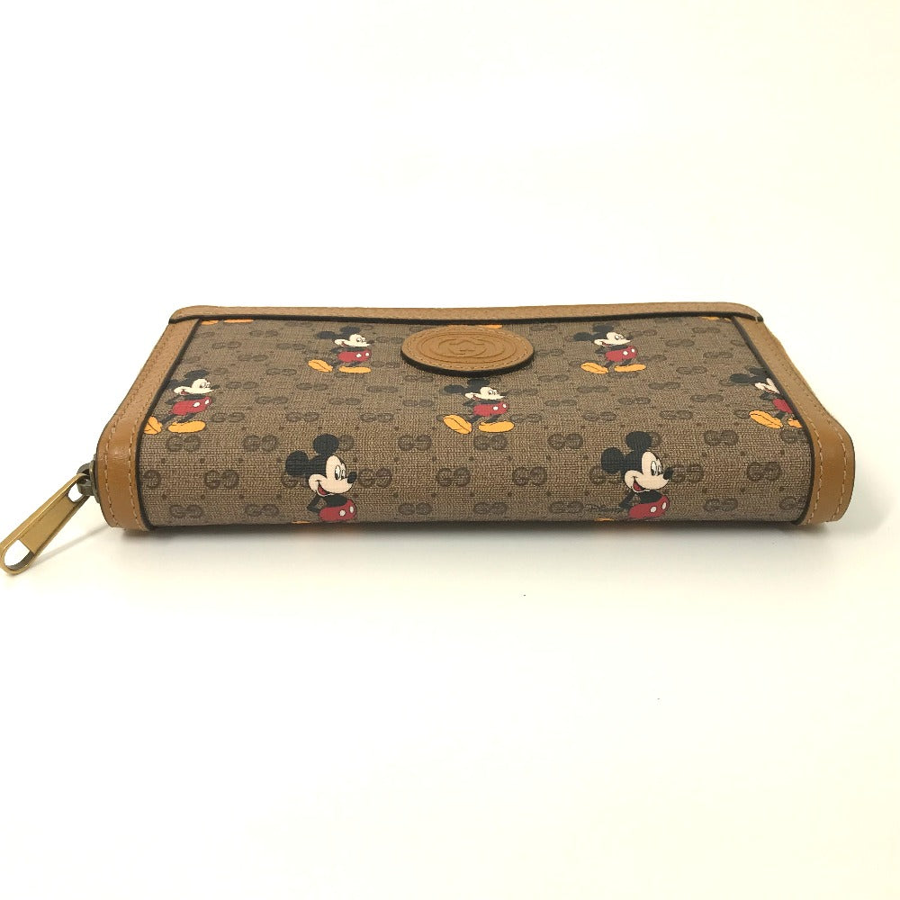 GUCCI Long Wallet Purse 602532 GG Supreme Canvas Beige x brown Mini GG Supreme DISNEY Collaboration Mickey Mouse Women Used