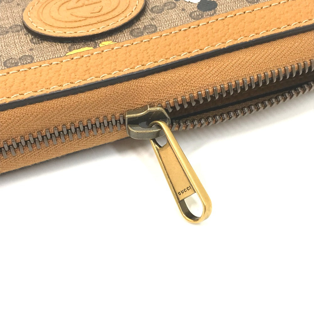 GUCCI Long Wallet Purse 602532 GG Supreme Canvas Beige x brown Mini GG Supreme DISNEY Collaboration Mickey Mouse Women Used