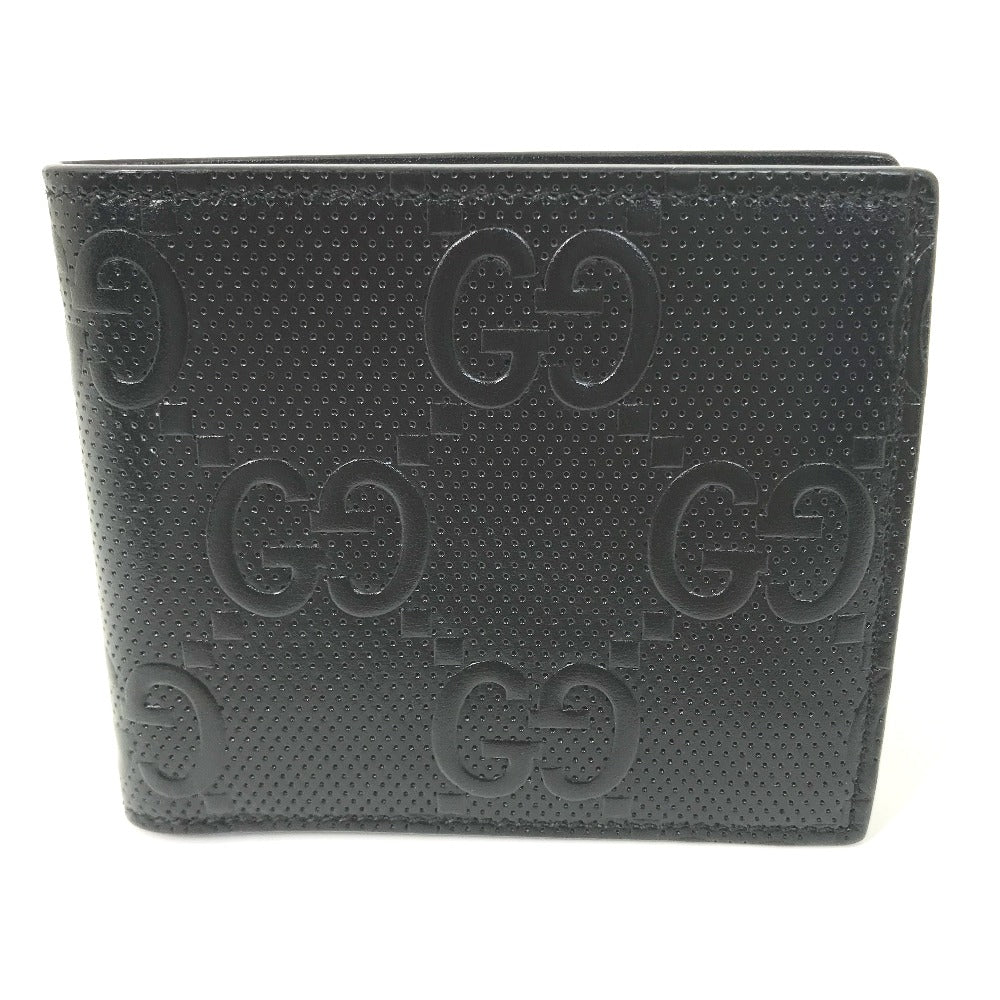 GUCCI Folded wallet 625555 leather black GG emboss mens Used