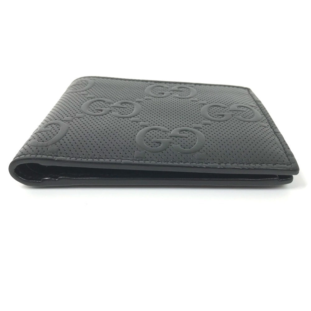 GUCCI Folded wallet 625555 leather black GG emboss mens Used