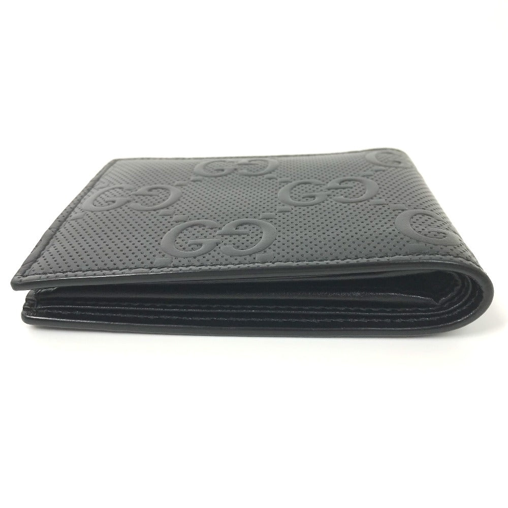 GUCCI Folded wallet 625555 leather black GG emboss mens Used