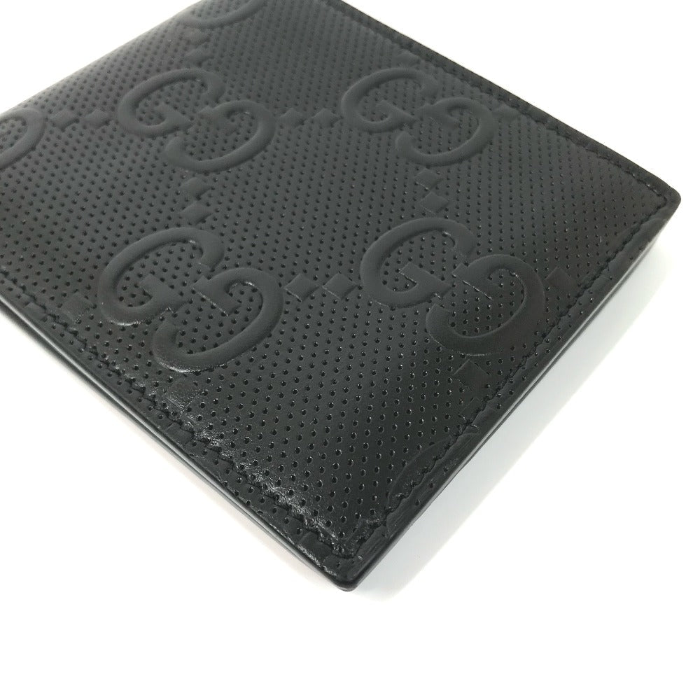 GUCCI Folded wallet 625555 leather black GG emboss mens Used