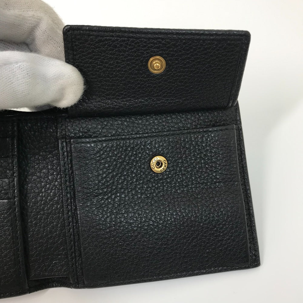 GUCCI Folded wallet 496316 leather black Vintage logo print mens Used