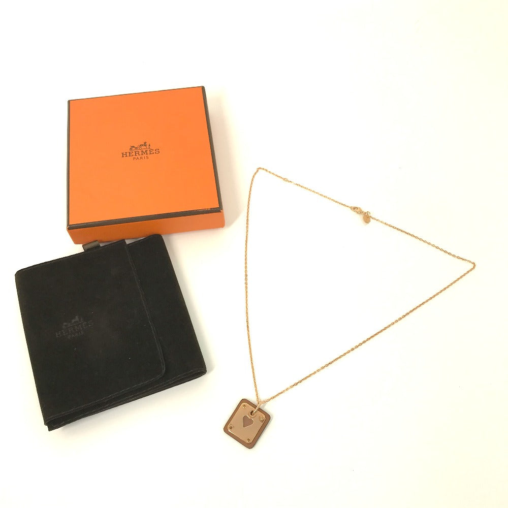 HERMES Necklace Metal, Leather gold Heart Chain Asdukour PM Women Used