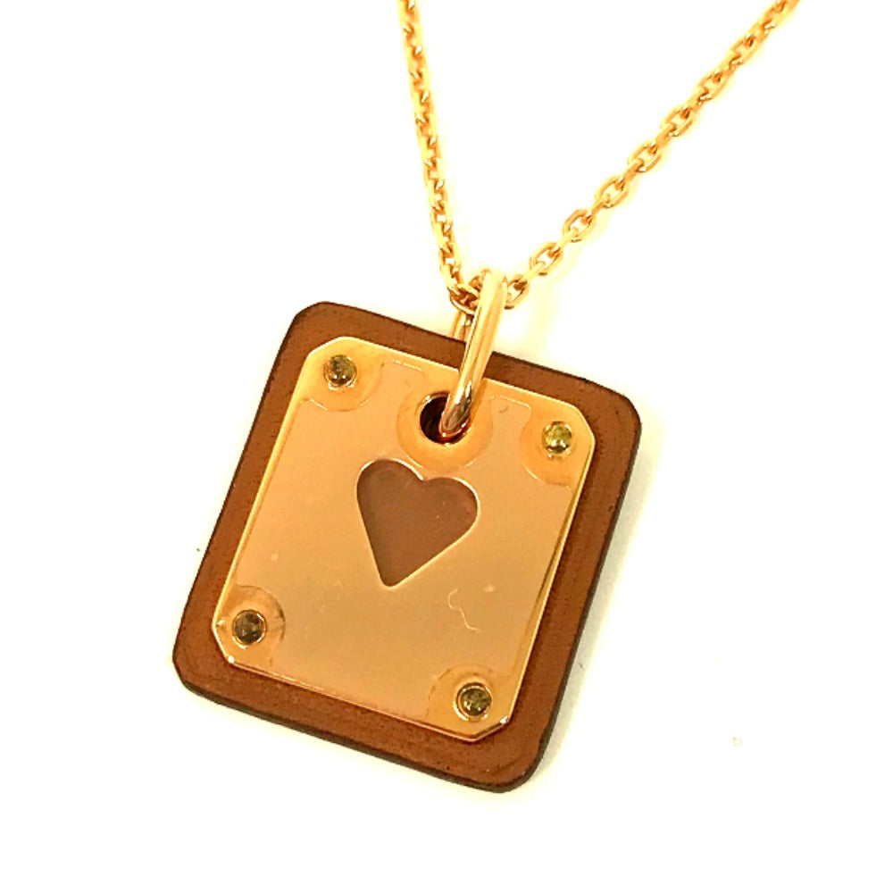 HERMES Necklace Metal, Leather gold Heart Chain Asdukour PM Women Used