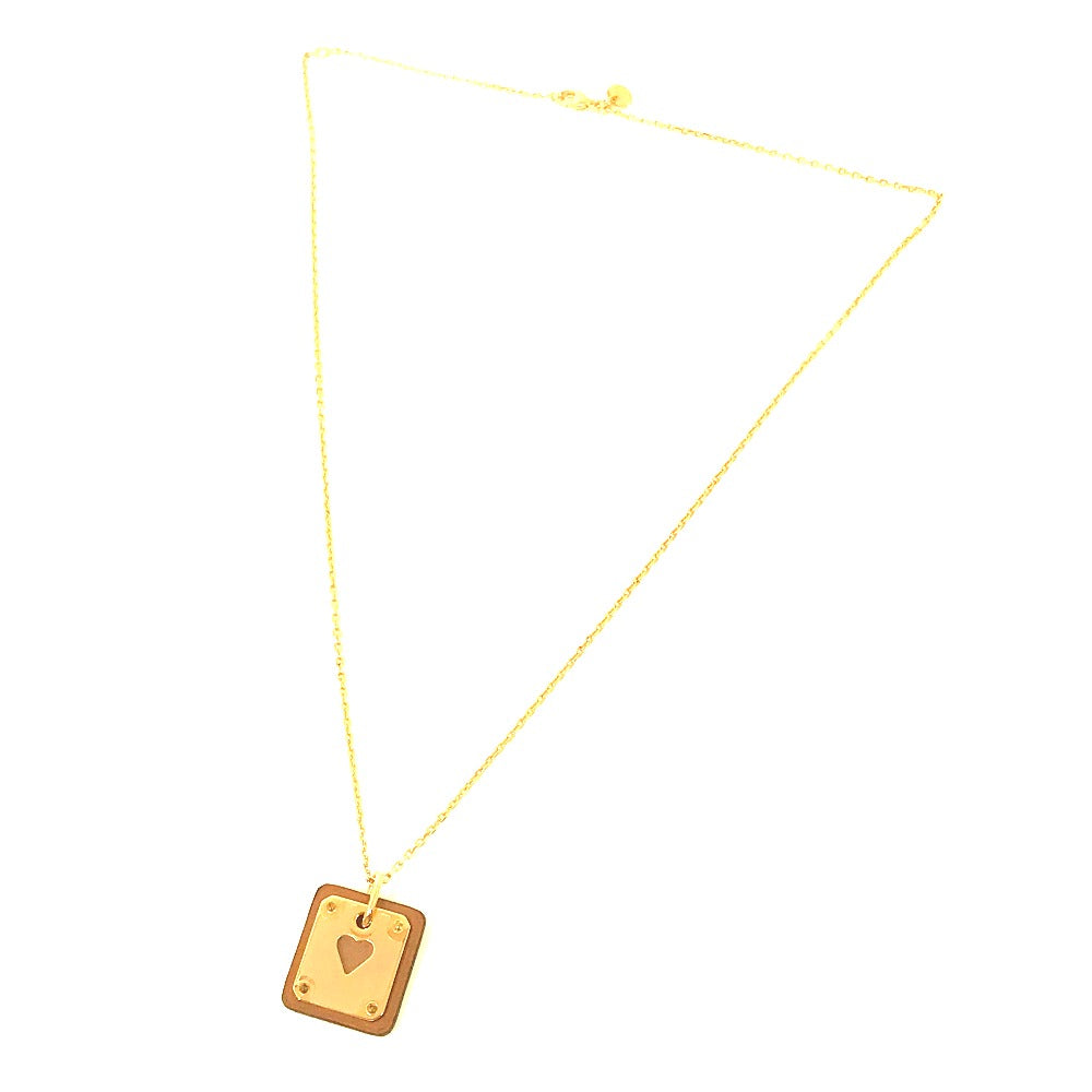 HERMES Necklace Metal, Leather gold Heart Chain Asdukour PM Women Used
