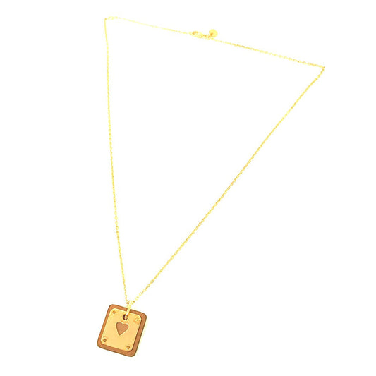 HERMES Necklace Metal, Leather gold Heart Chain Asdukour PM Women Used