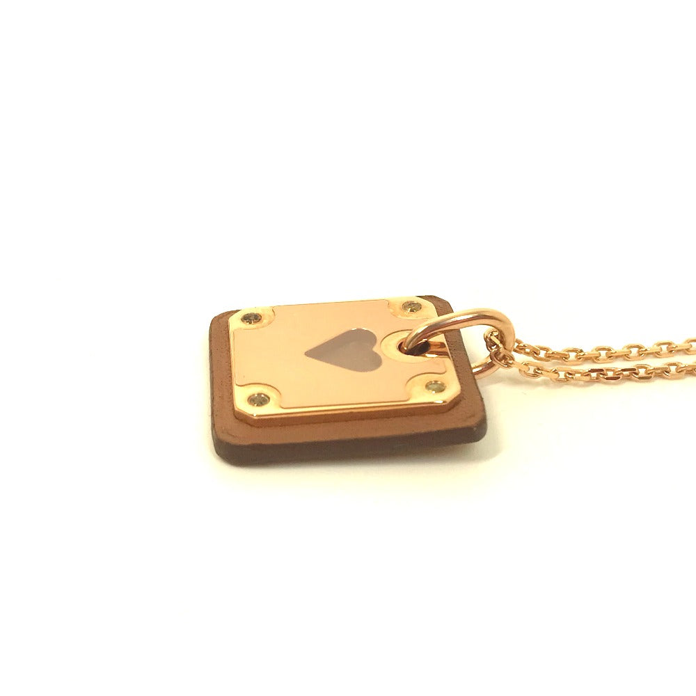HERMES Necklace Metal, Leather gold Heart Chain Asdukour PM Women Used
