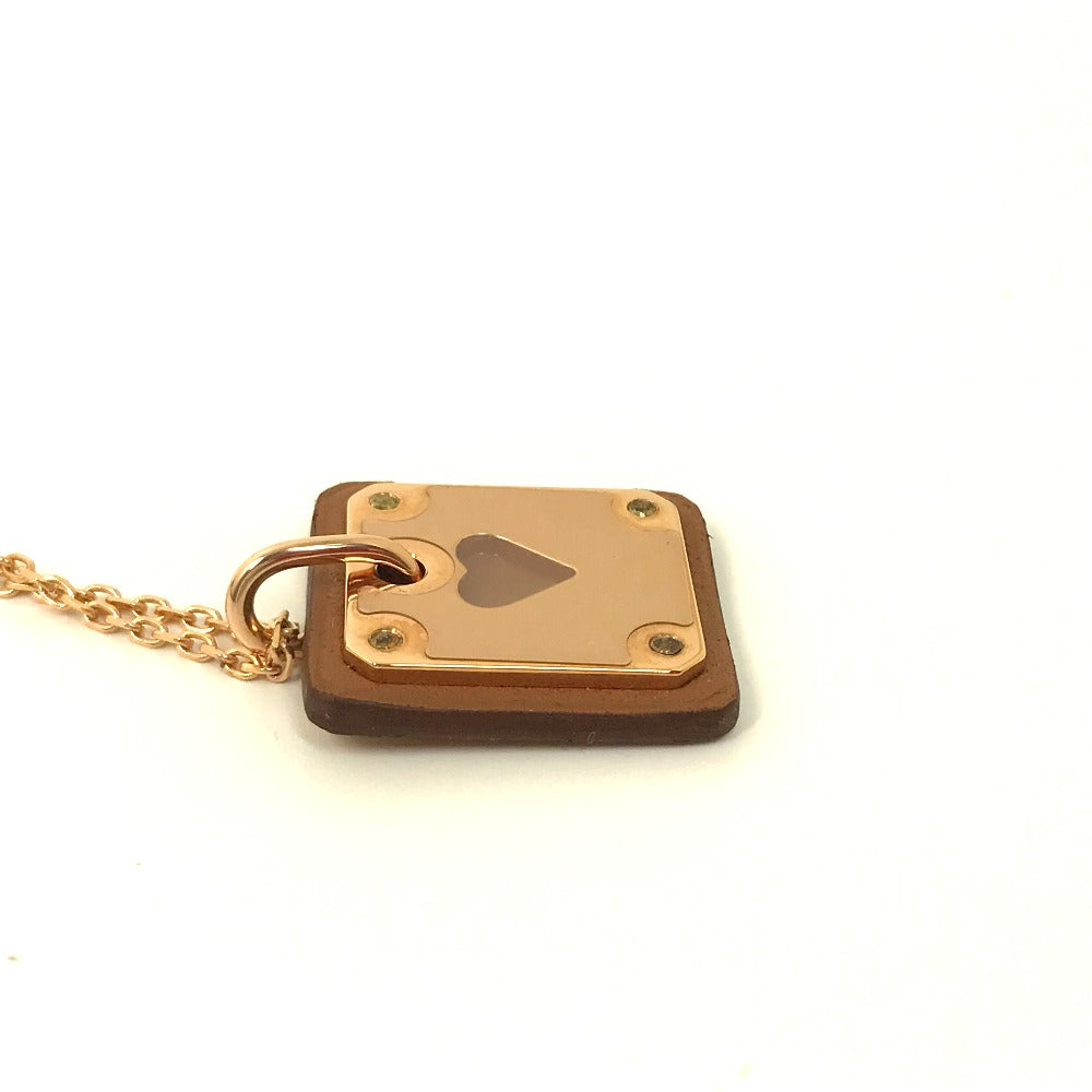 HERMES Necklace Metal, Leather gold Heart Chain Asdukour PM Women Used
