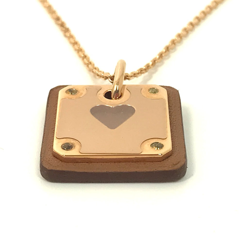 HERMES Necklace Metal, Leather gold Heart Chain Asdukour PM Women Used