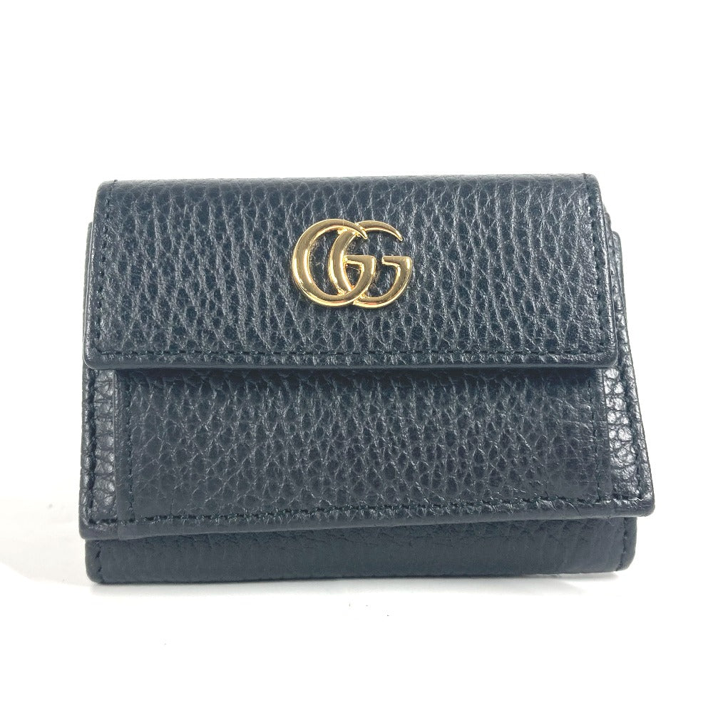 GUCCI Trifold wallet 523277 leather black GG Marmont Women Used