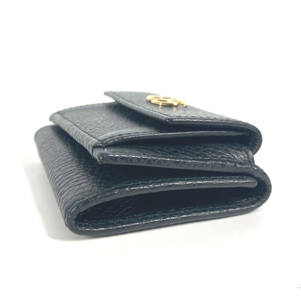 GUCCI Trifold wallet 523277 leather black GG Marmont Women Used
