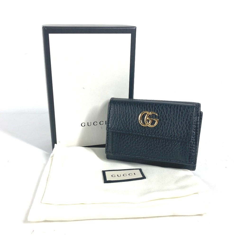 GUCCI Trifold wallet 523277 leather black GG Marmont Women Used