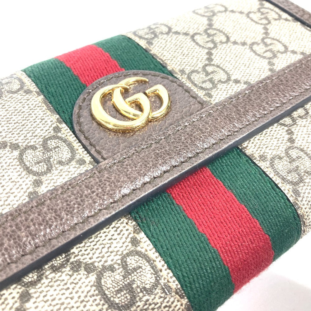 GUCCI Long Wallet Purse 523153 GG Supreme Canvas beige Sherry line Ophidia GG Continental Wallet Women Used