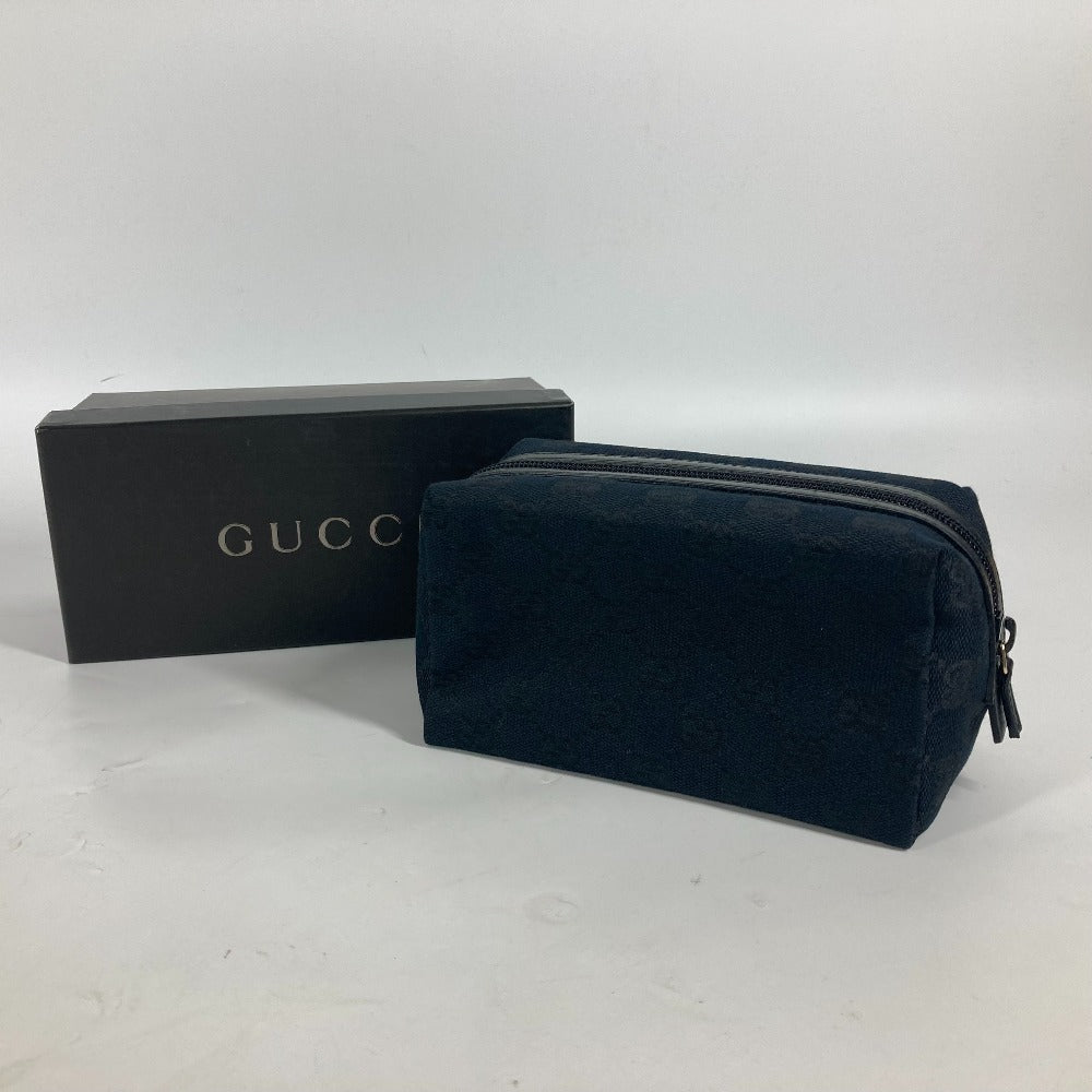 GUCCI Pouch 039.1117 GG canvas black GG Women Used