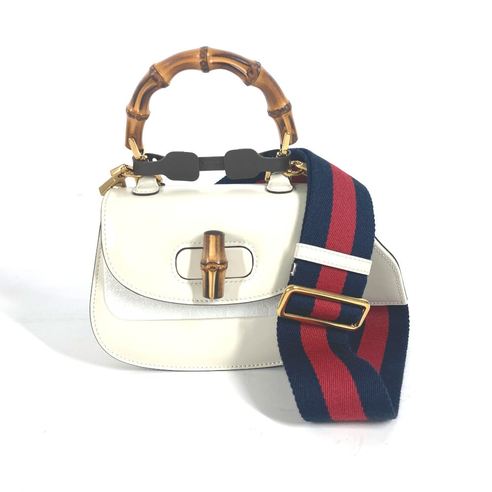 GUCCI Handbag 686864 leather white Bamboo 2WAY bag Women Used