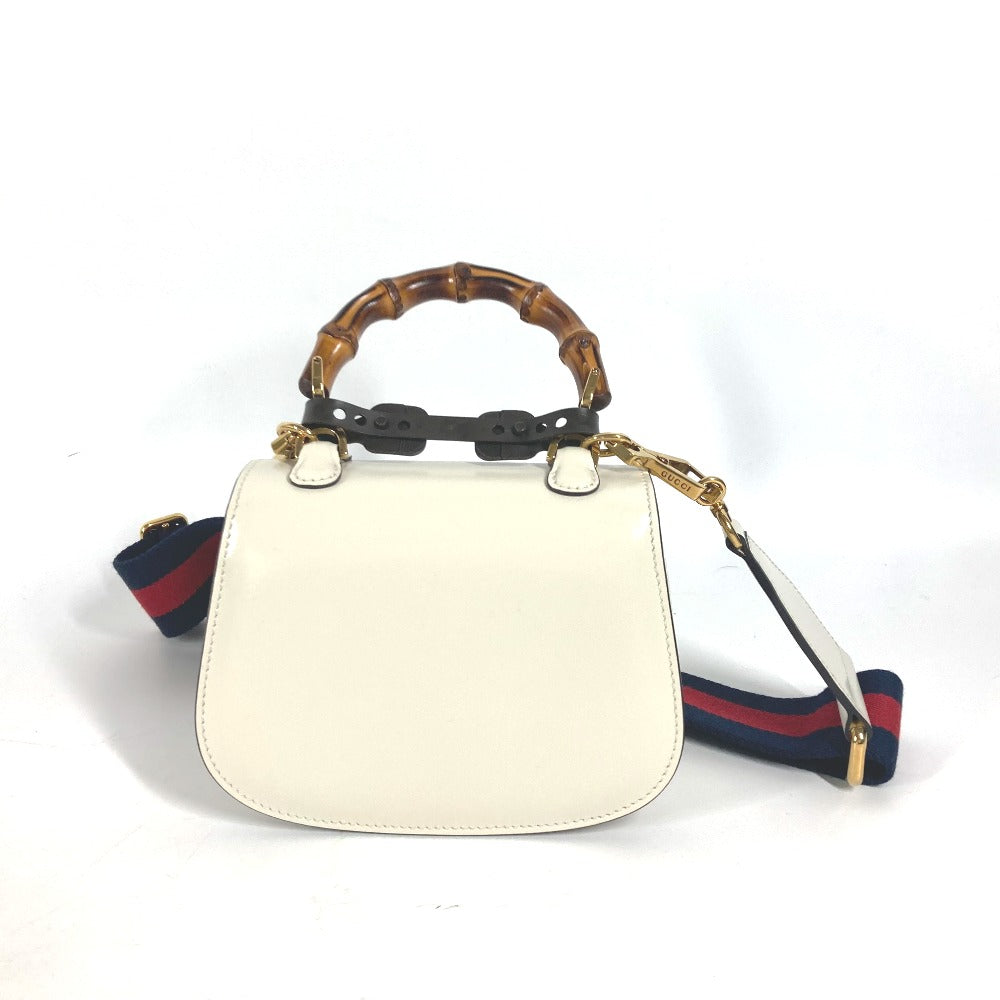 GUCCI Handbag 686864 leather white Bamboo 2WAY bag Women Used