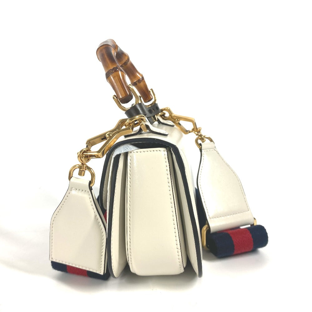 GUCCI Handbag 686864 leather white Bamboo 2WAY bag Women Used