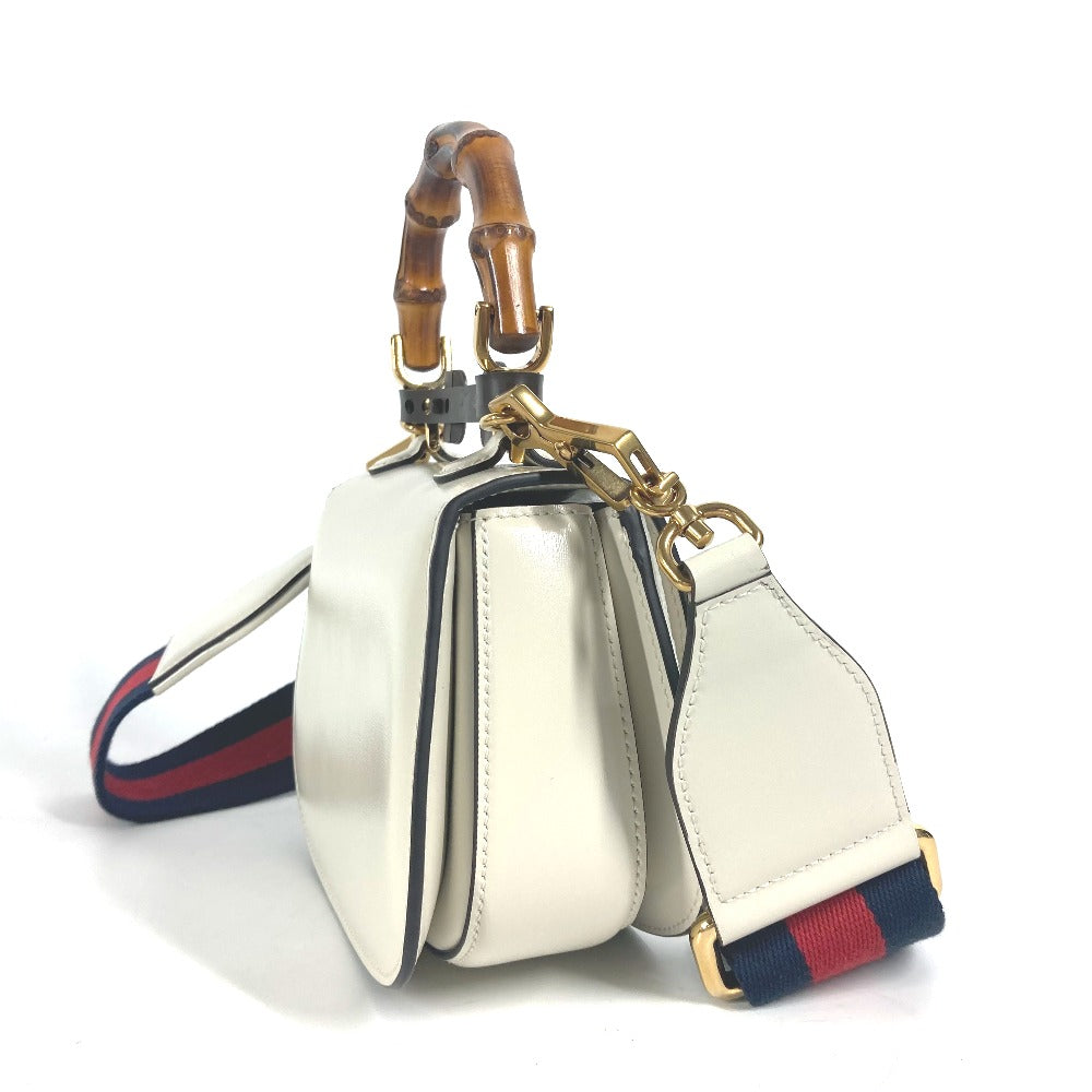 GUCCI Handbag 686864 leather white Bamboo 2WAY bag Women Used