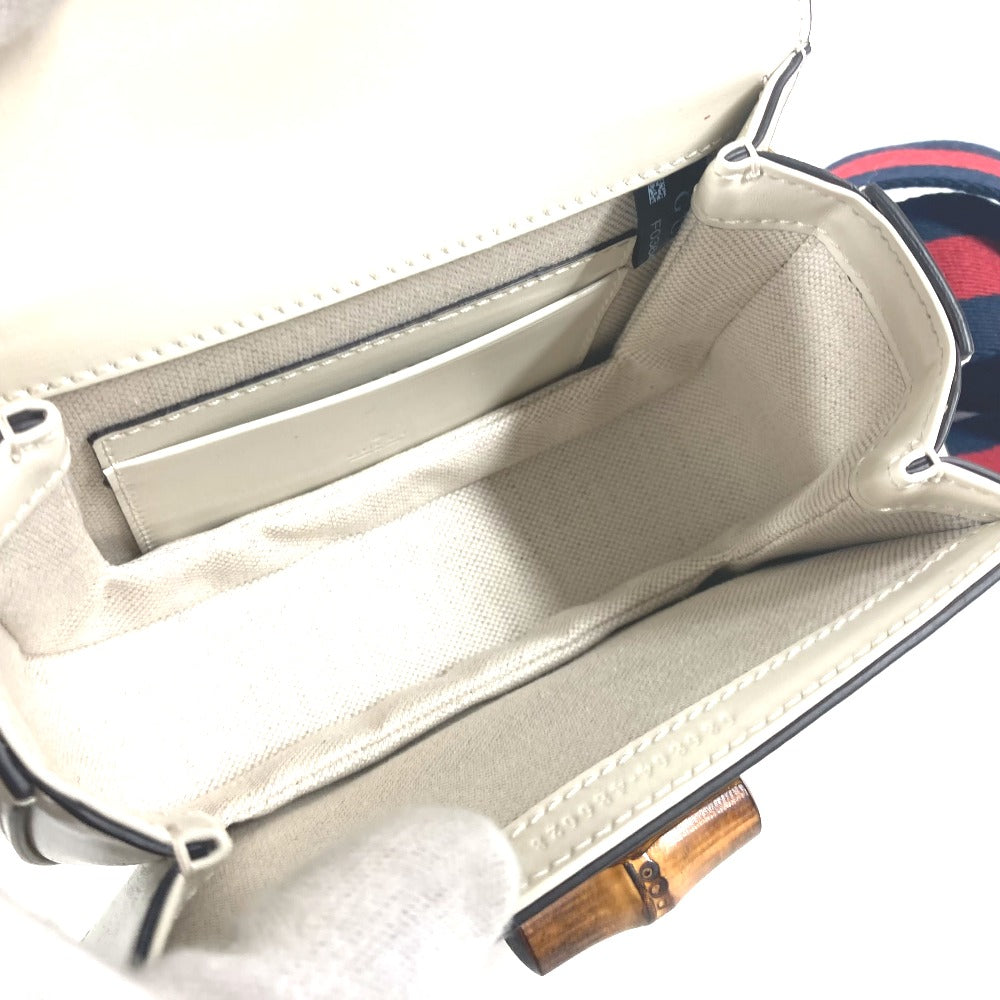 GUCCI Handbag 686864 leather white Bamboo 2WAY bag Women Used