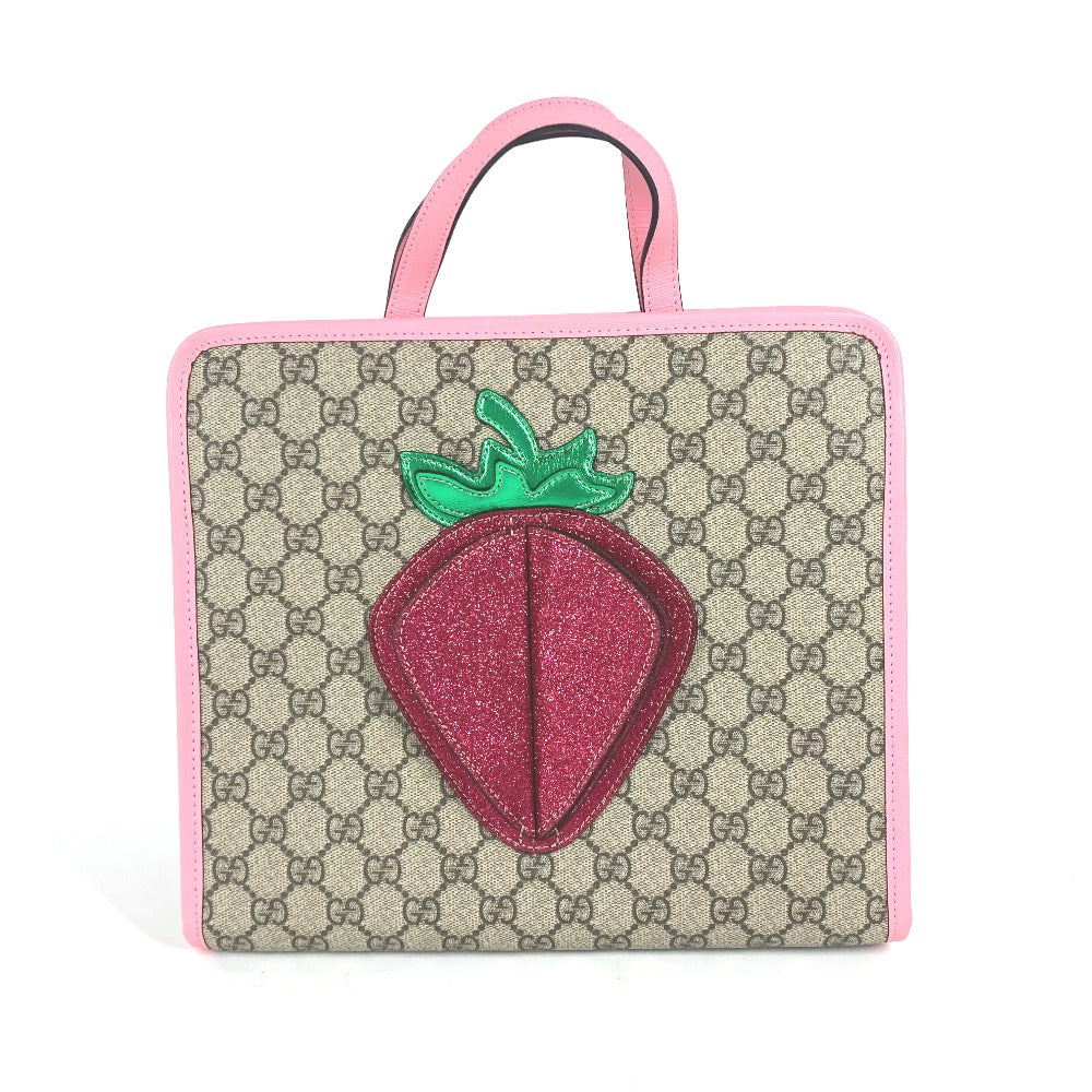 GUCCI Handbag 630589 GG Supreme canvas, leather pink Chilled license GG Supreme Strawberry Strawberry Glitter