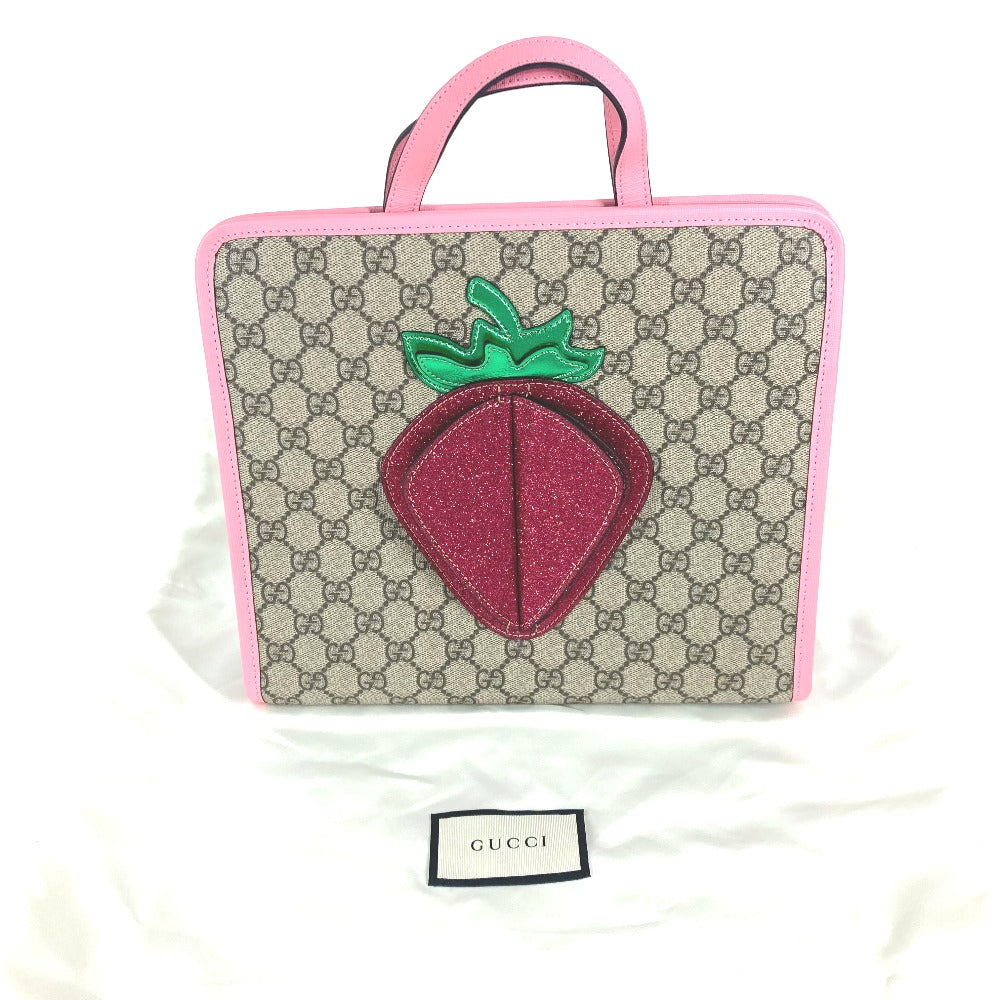 GUCCI Handbag 630589 GG Supreme canvas, leather pink Chilled license GG Supreme Strawberry Strawberry Glitter