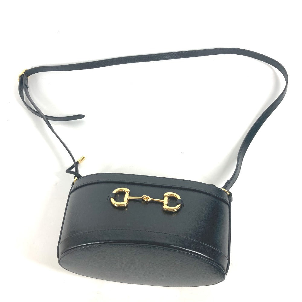 GUCCI Shoulder Bag 602118 leather black purse Horsebit Women Used