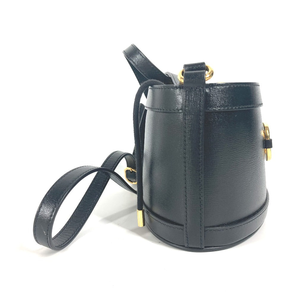 GUCCI Shoulder Bag 602118 leather black purse Horsebit Women Used