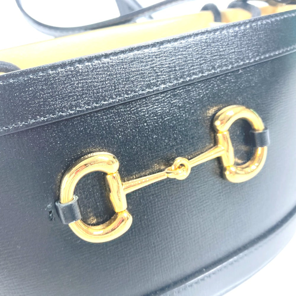 GUCCI Shoulder Bag 602118 leather black purse Horsebit Women Used