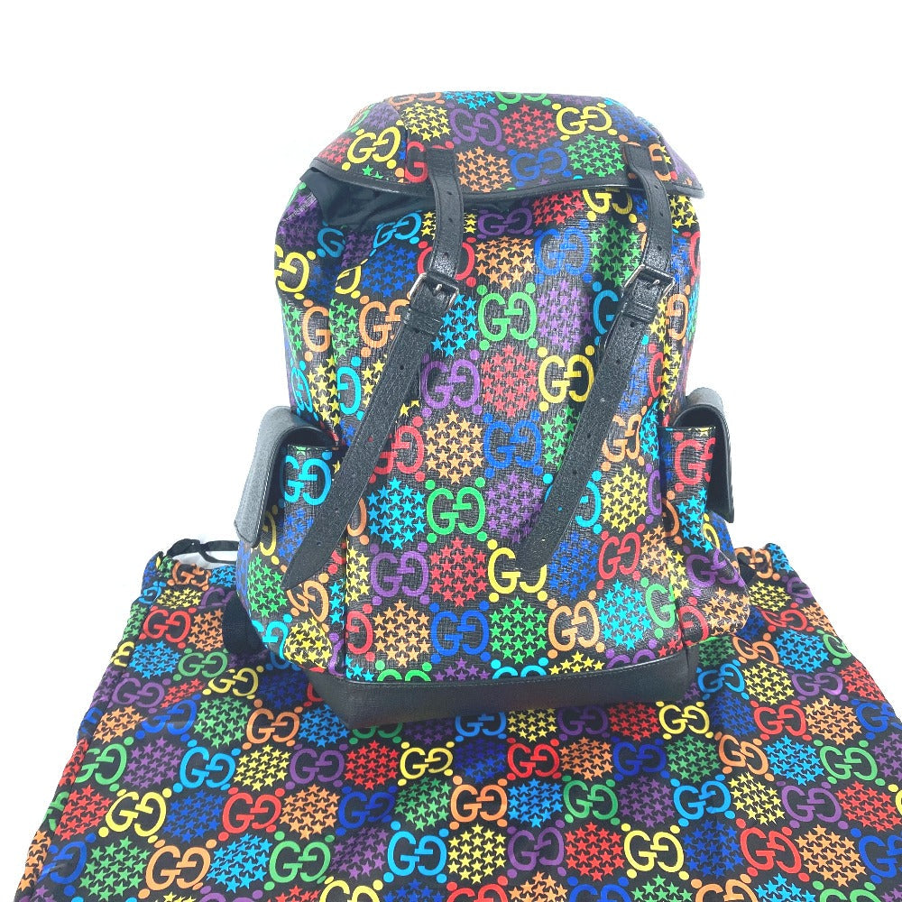 GUCCI Backpack 598140 PVC black psychedelic logo mens Used