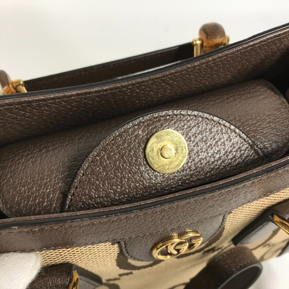 GUCCI Shoulder Bag 660195 GG canvas / leather beige Gucci Diana Bamboo Jumbo GG Small Tote Bag Women Used