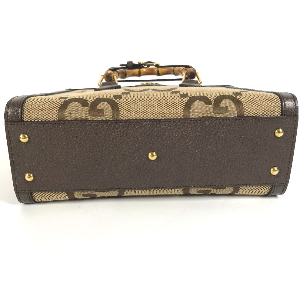 GUCCI Shoulder Bag 660195 GG canvas / leather beige Gucci Diana Bamboo Jumbo GG Small Tote Bag Women Used