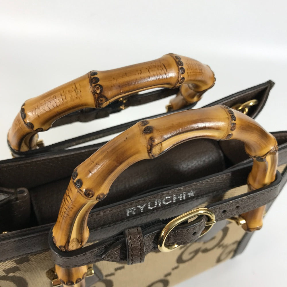 GUCCI Shoulder Bag 660195 GG canvas / leather beige Gucci Diana Bamboo Jumbo GG Small Tote Bag Women Used