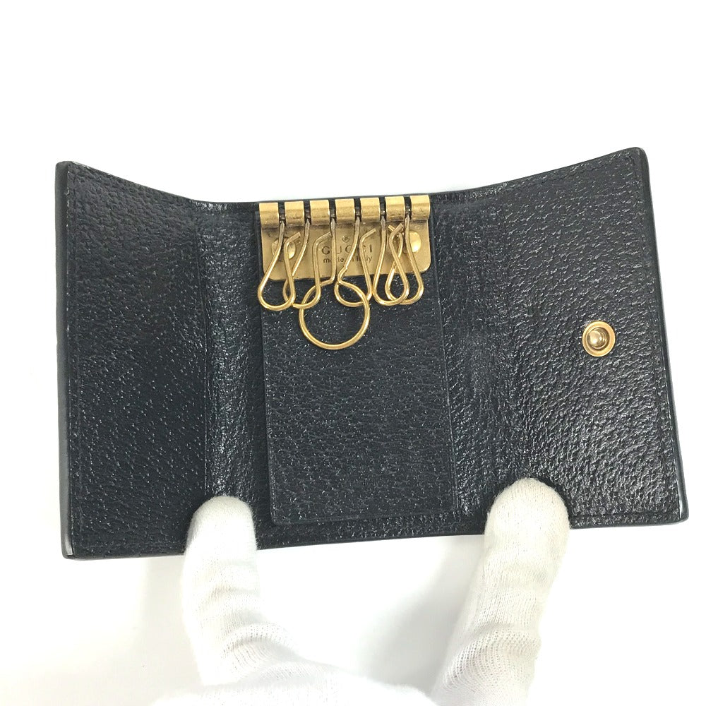 GUCCI Key case Key holder  523633 leather black logo BEE mens Used