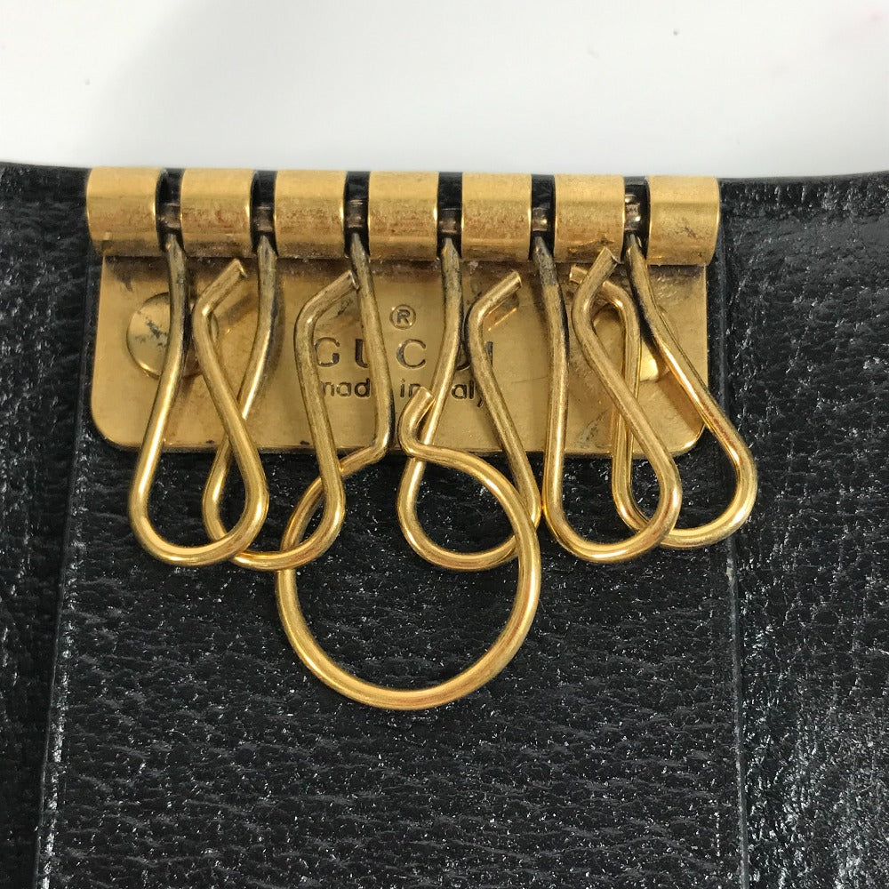 GUCCI Key case Key holder  523633 leather black logo BEE mens Used