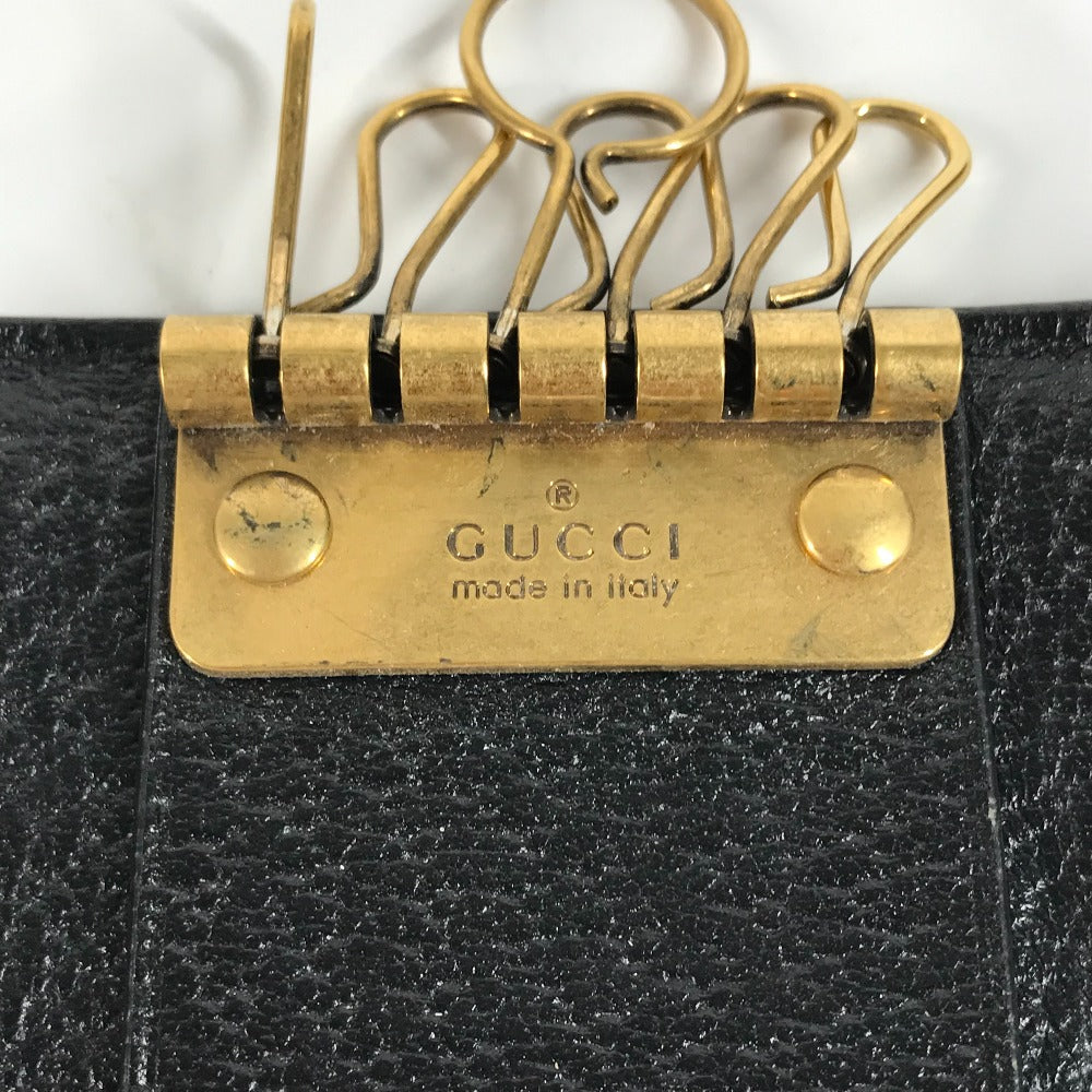 GUCCI Key case Key holder  523633 leather black logo BEE mens Used
