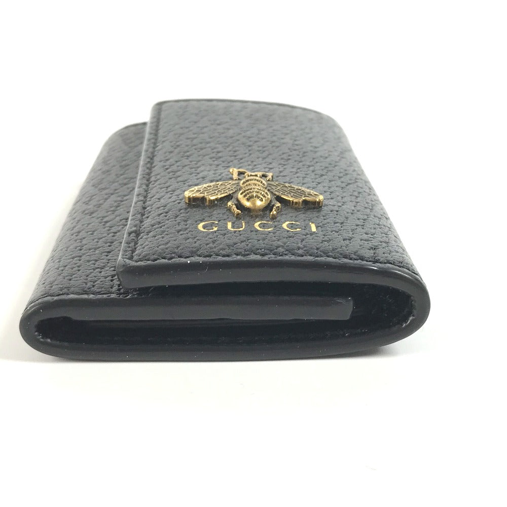 GUCCI Key case Key holder  523633 leather black logo BEE mens Used