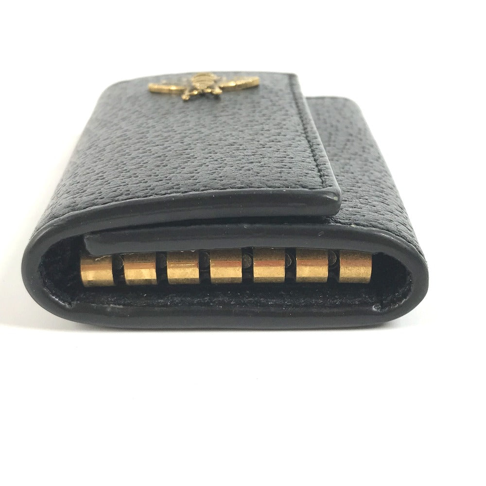 GUCCI Key case Key holder  523633 leather black logo BEE mens Used